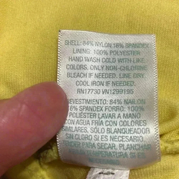 Kona Sol Yellow Size Large Bikini Top with a Front Tie, Knot and Gold Trim. - Picture 8 of 9